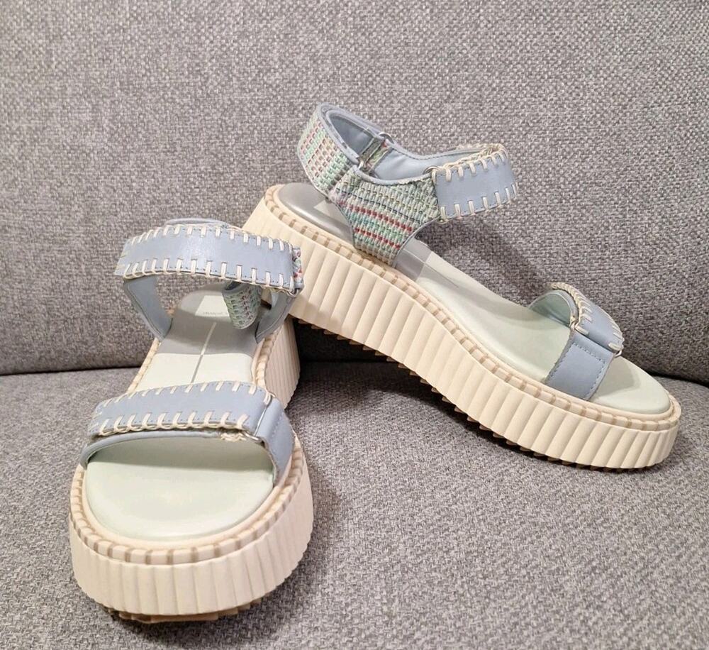 New Dolce Vita Debra Platform Sandals in Ivory Multi Nubuck Size 8